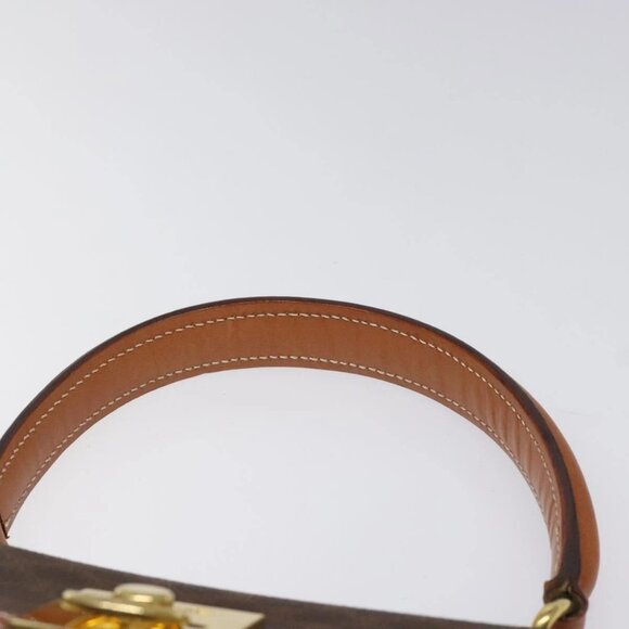 CELINE Macadam Canvas Hand Bag PVC Brown Gold Auth - Picture 4 of 16